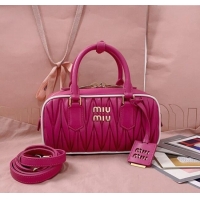 Well Crafted Miu Miu Arcadie matelasse nappa leather top handle bag with Contrasting Trim 5BB142 Fuchsia Pink 2025