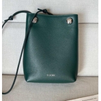 Top Design Loewe Pebble pouch Mini Bag in Grained Calfskin 9531 Evergreen 2025