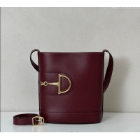 Well Crafted Gucci 73 Leather Medium Bucket bag with ‎Maxi Half Horsebit 833660 Red 2025