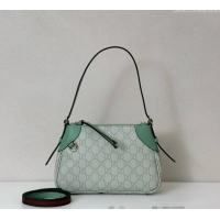 Top Grade Gucci GG Canvas Emblem Small Shoulder bag 815218 Sage Green 2025