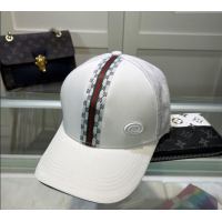 Top Grade Gucci Canvas Baseball Hat with GG Web 1129 White 2024