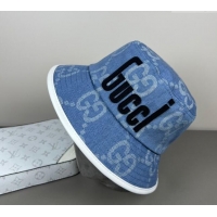 Famous Brand Gucci GG Denim Bucket Hat with GUCCI 0317 Blue/Black 2025