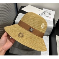 Grade Design Celine Straw Bucket Hat with Bloom 8078 Brown 2025