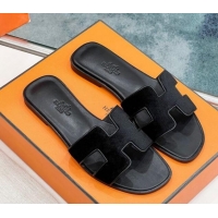 Purchase Hermes Oran Classic Flat Slides Sandal in Velvet Black 2025 H02272