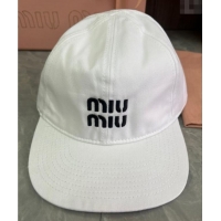 Best Price Miu Miu Canvas Baseball Hat with Cord M0619 White/Black 2024