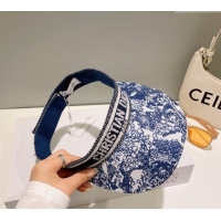 Top Quality Dior Printed Canvas Visor Hat 0706 Navy Blue 2023