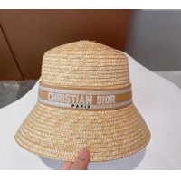 Grade Quality Dior Straw Bucket Hat 0302 Dark Beige 2024