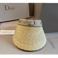 Inexpensive Dior Straw Visor Hat 040301 Brown 2024